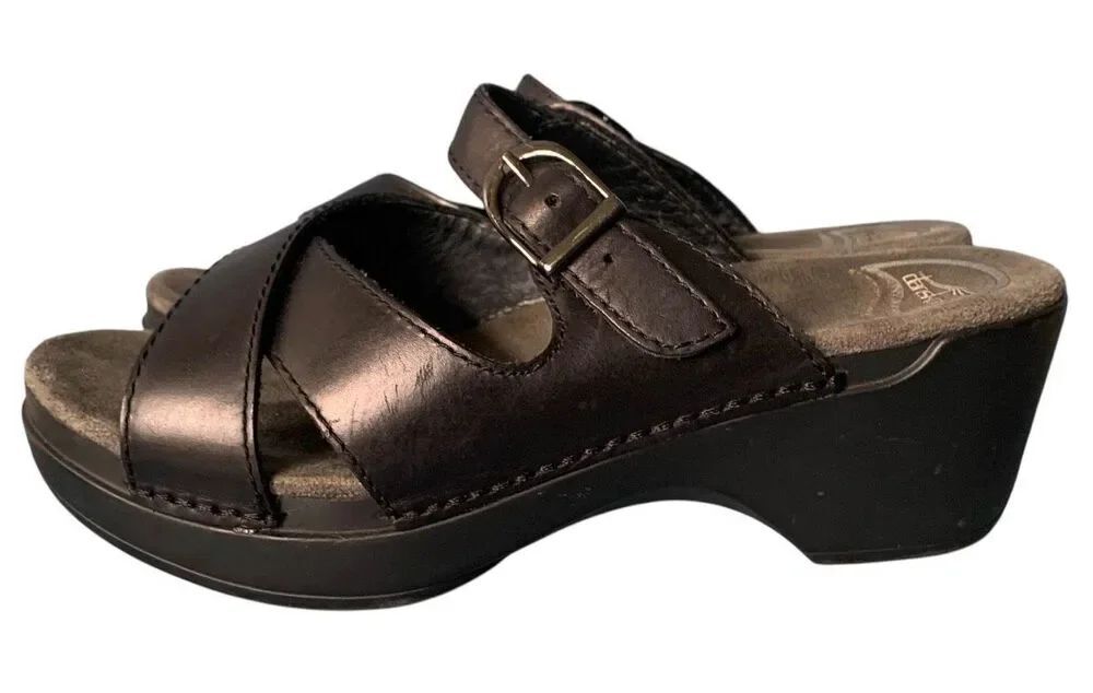 DANSKO Sela BLACK leather COMFORT CLOGS SANDALS SHOES sz 36 6